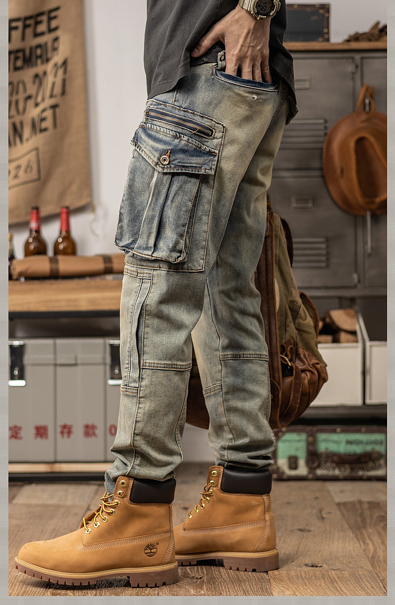 Washed Retro Slim Fit Straight Leg Casual Pants