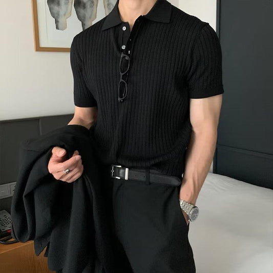 Polo Solid Strick-Kurzarm-T-Shirt