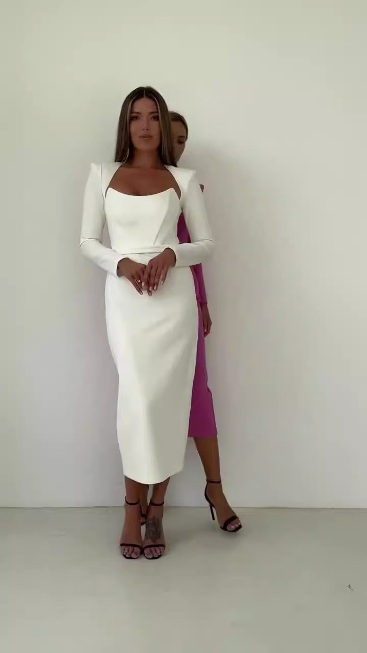 Beauty Fashion Sexy Temperament Simple Bandage Dress Long Dress
