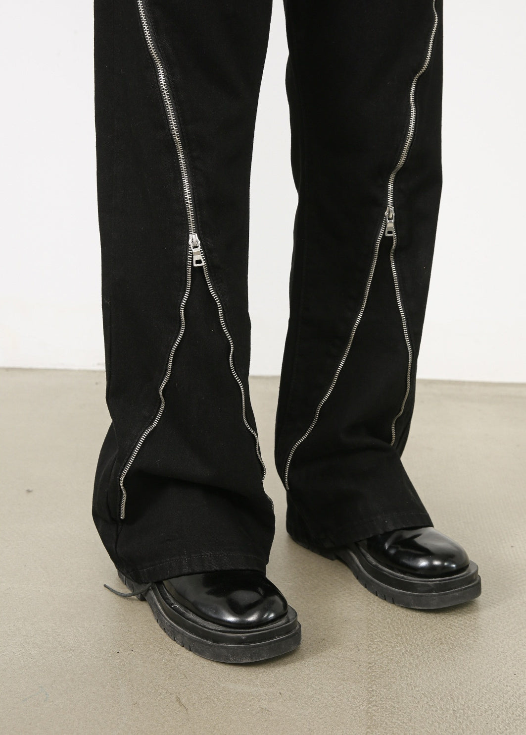Street Dark Flared Jeans Zipper Design