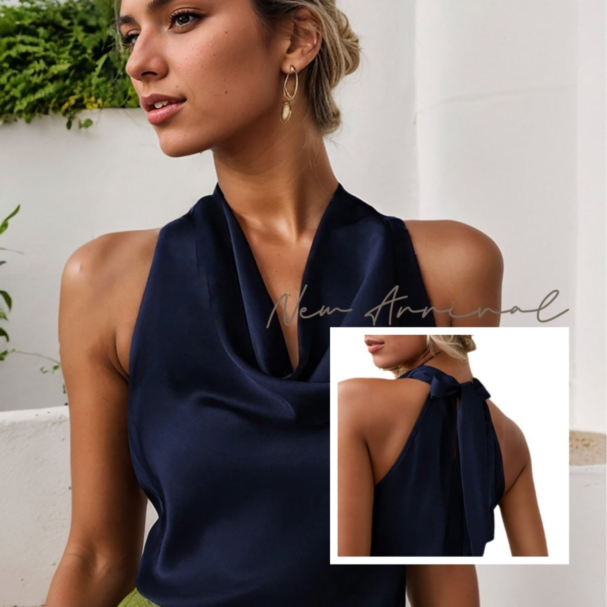 Elegant Shirt With Halter Neckline Tops