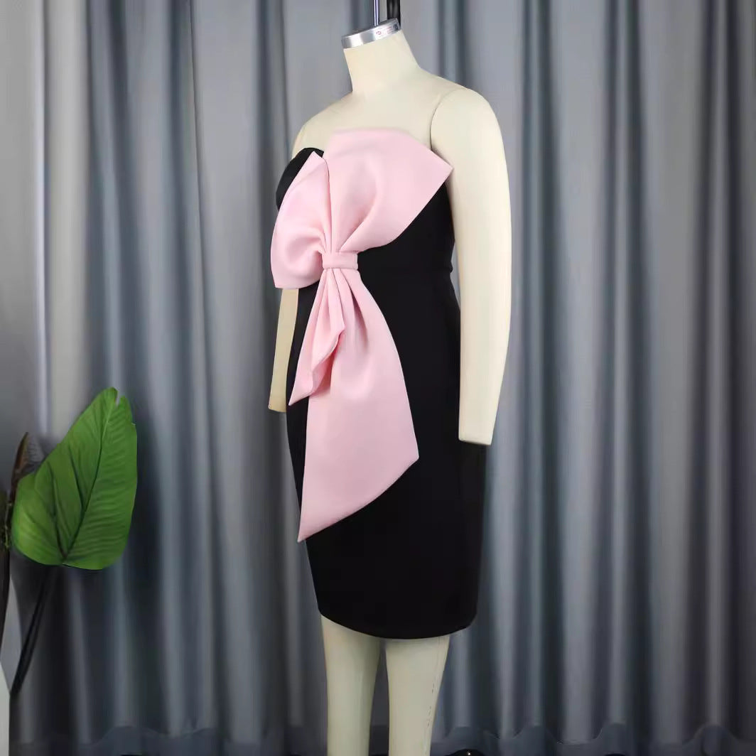 Tube Top Pink Bow Dress