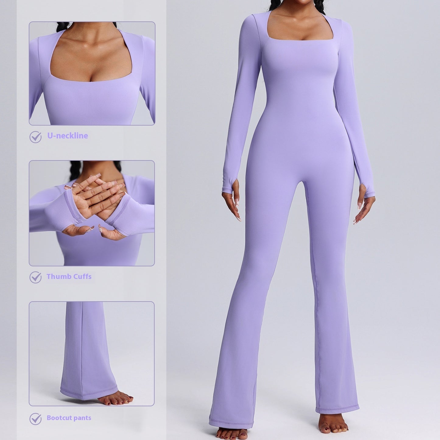 Square neck Long sleeve rompers