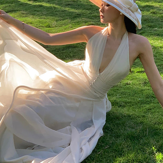 Women's Fashion Summer V-Neck Haltered Dress
