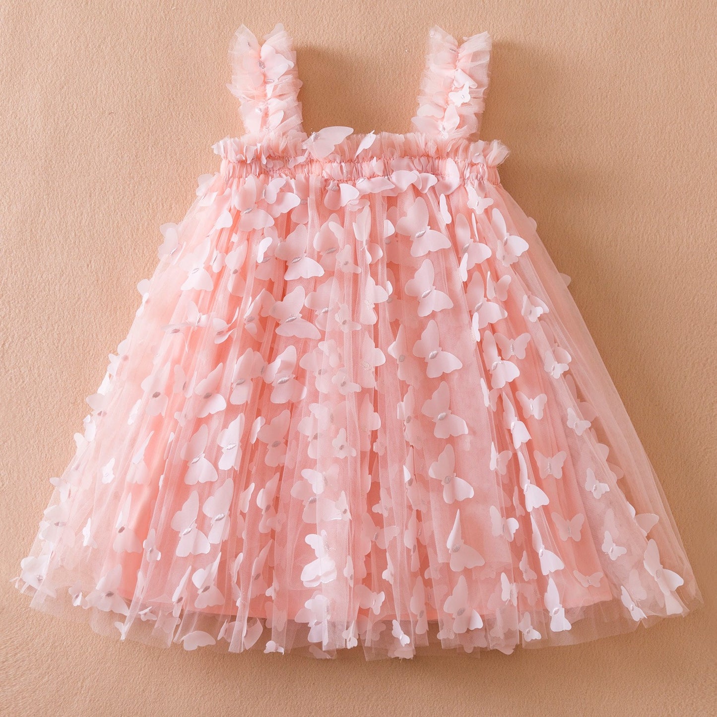 Embroidered butterfly suspender dress
