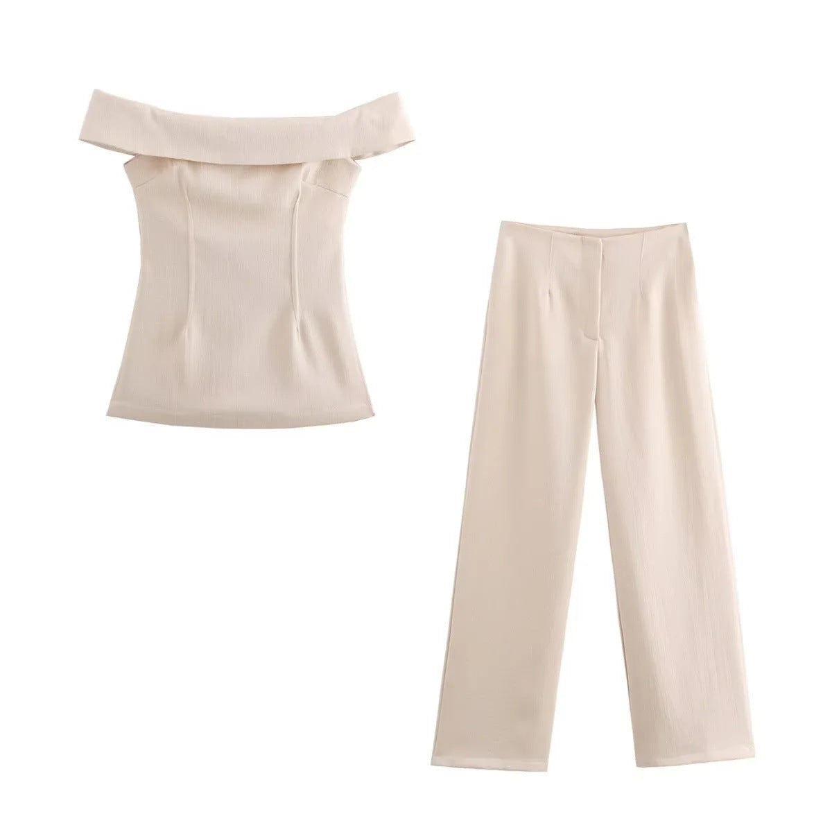 Side Slit Off-the-shoulder Pants Suit