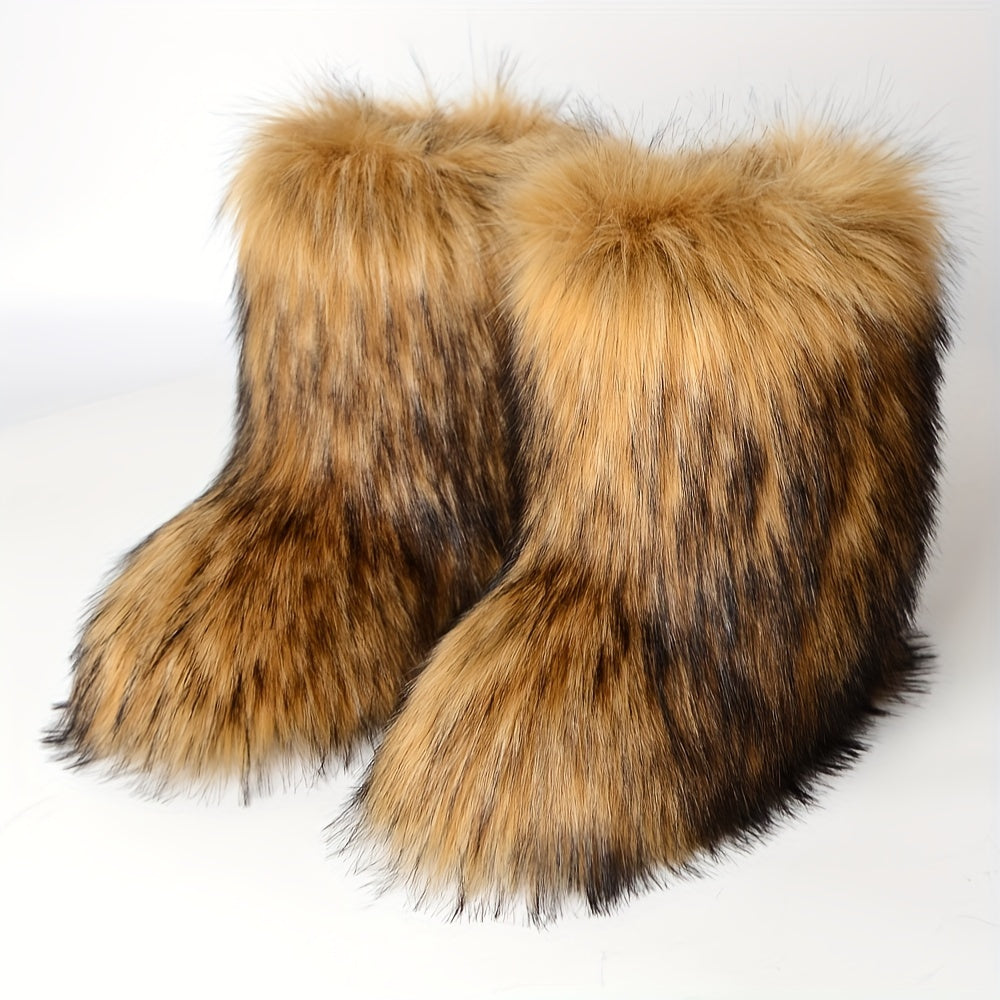 Schneestiefel aus Kunstfell, mittelhoch (7 süße Farboptionen)