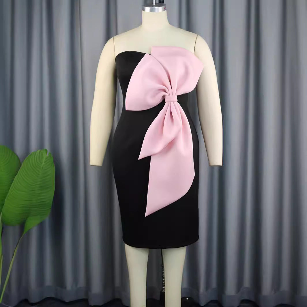 Tube Top Pink Bow Dress