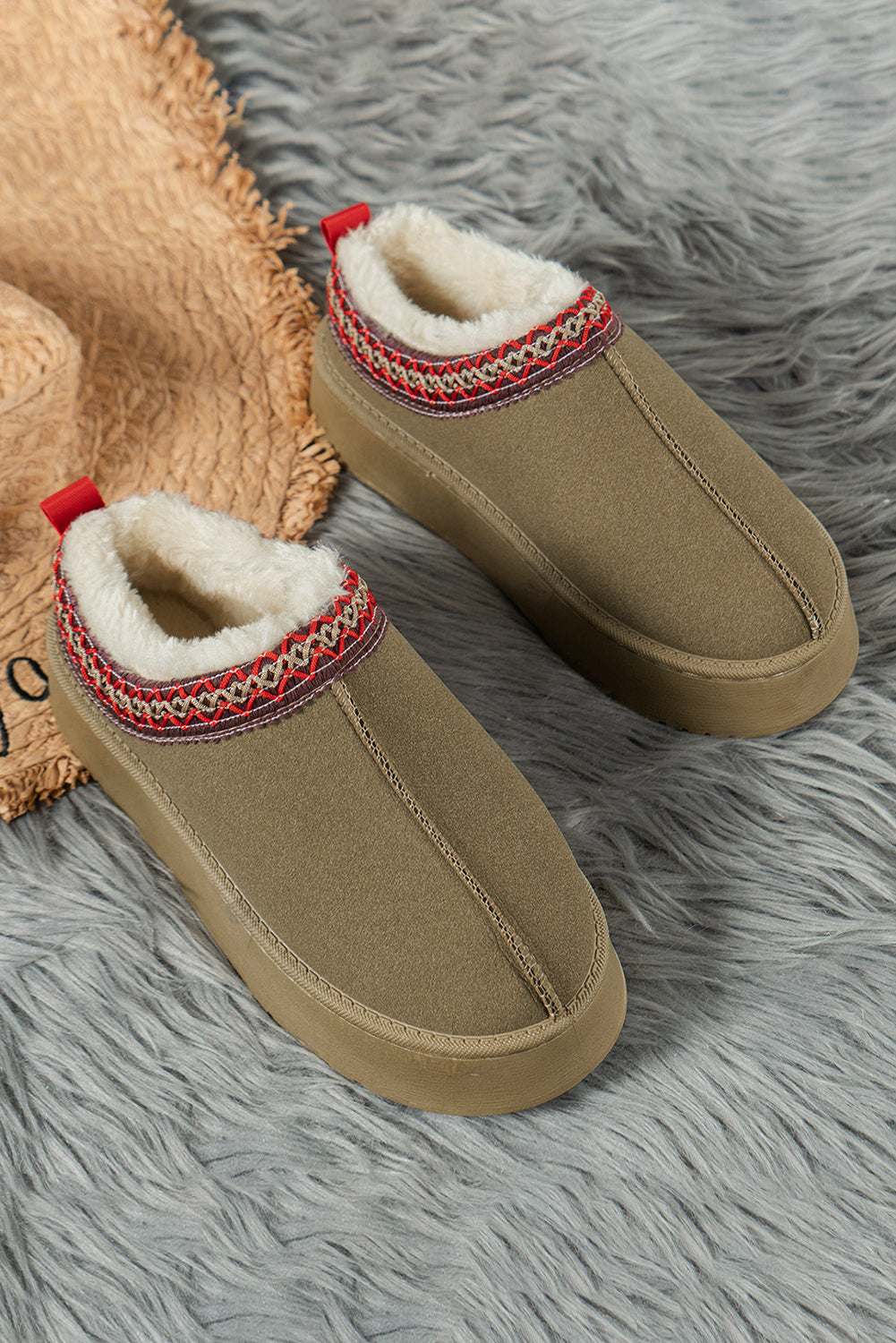 Sage Green Contrast Snow Boots