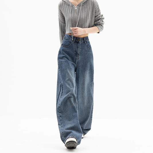 Straight Wide Leg Pants Blue Jeans