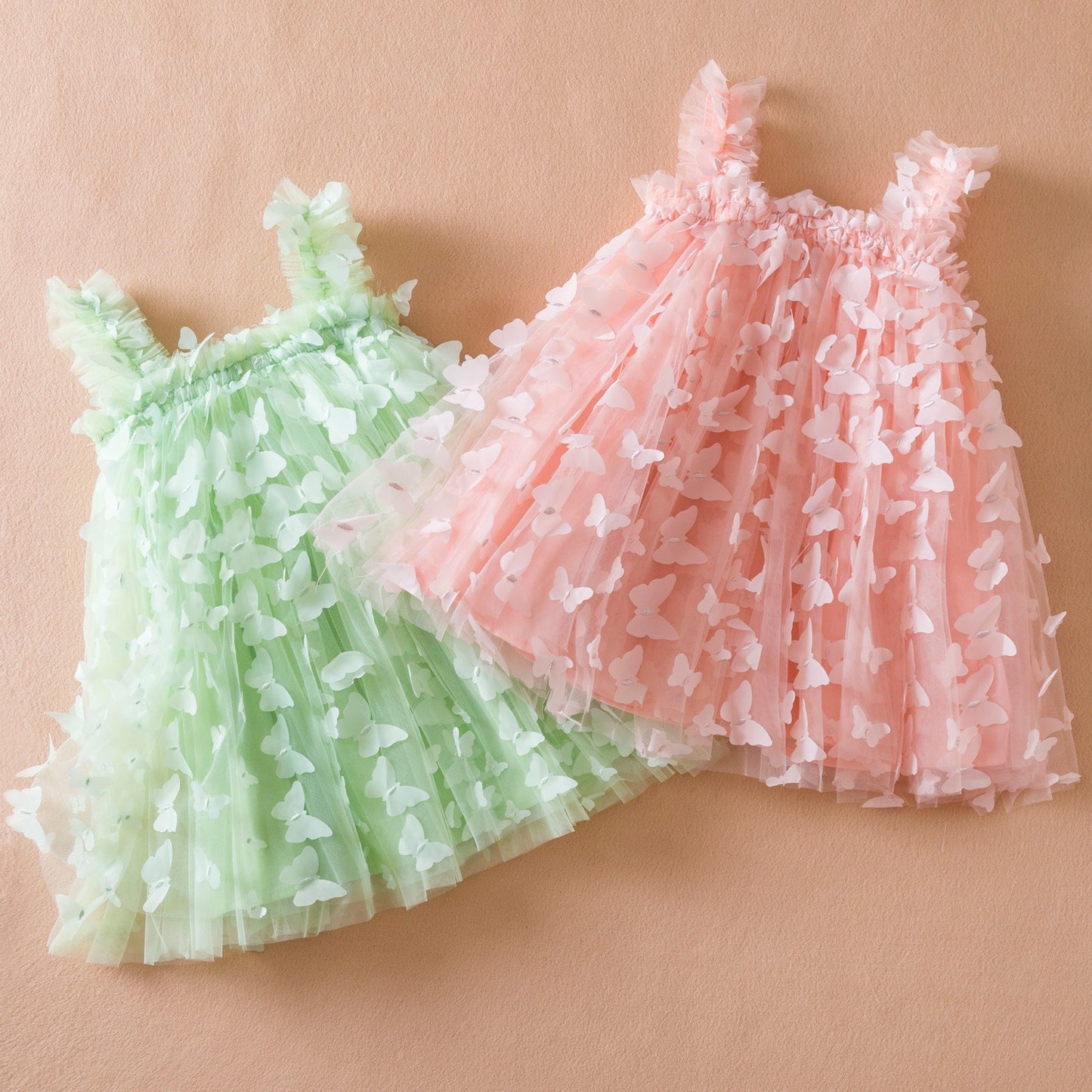 Embroidered butterfly suspender dress