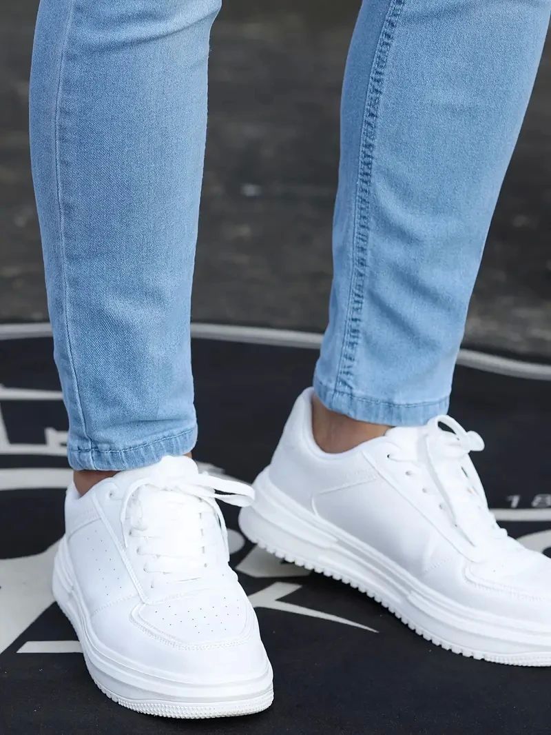 Pantalones de hombre Vaqueros elásticos con cremallera y lavado retro
