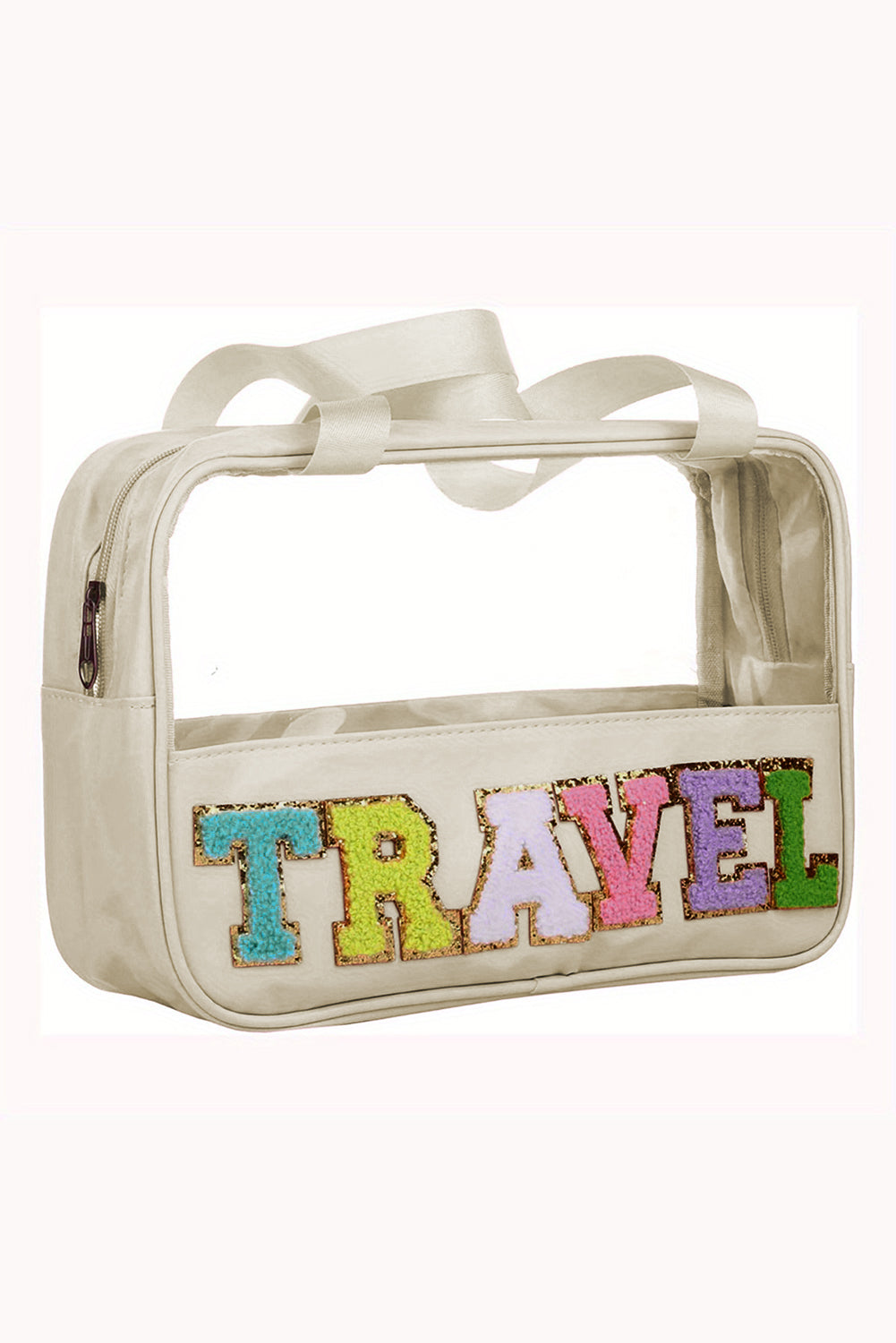 Bolsa de maquillaje transparente de viaje con diseño de pergamino
