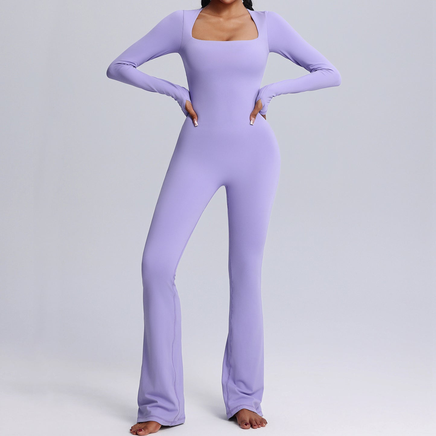 Square neck Long sleeve rompers