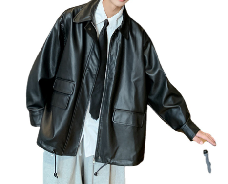 Solid Leather Jackets Zipper Vintage