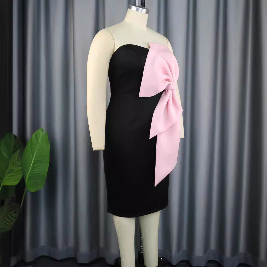 Tube Top Pink Bow Dress