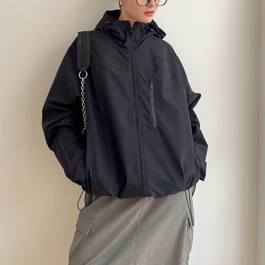 Solid Color Zip-up Jacket Waterproof