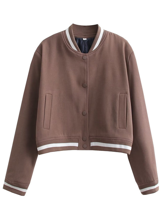 Style Women's Baseball Jacket Stand up Collar Jacket for Women