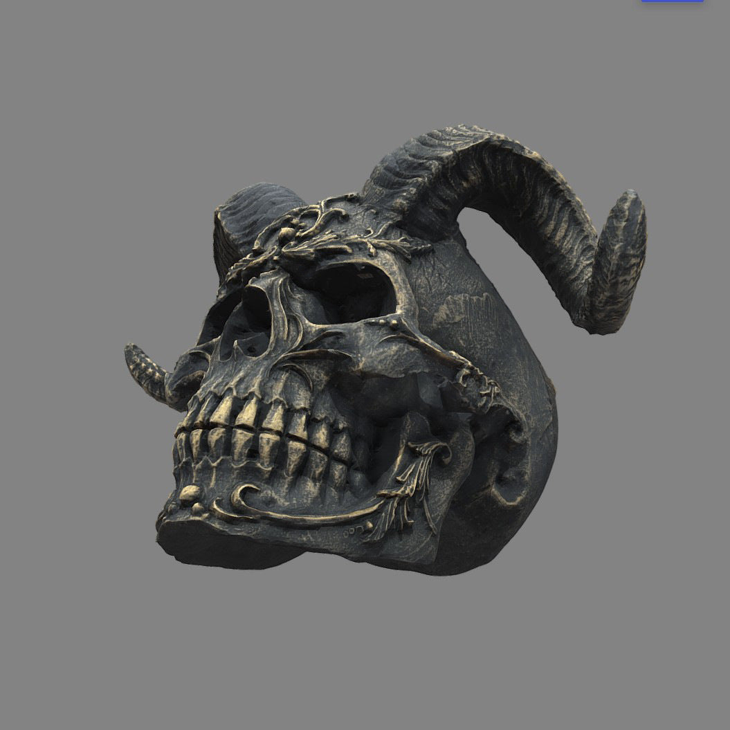Ram horns skull dark gothic style punk style satanic sculpture crafts ornaments