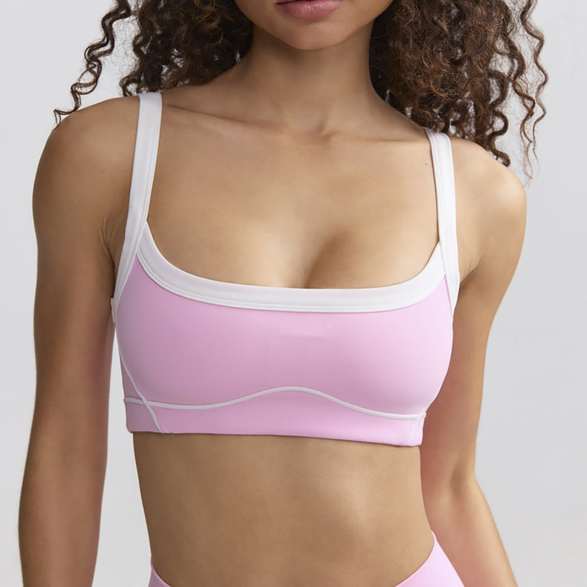 Nude Elastic Sports Contrast Bra Fitness Yoga Suit