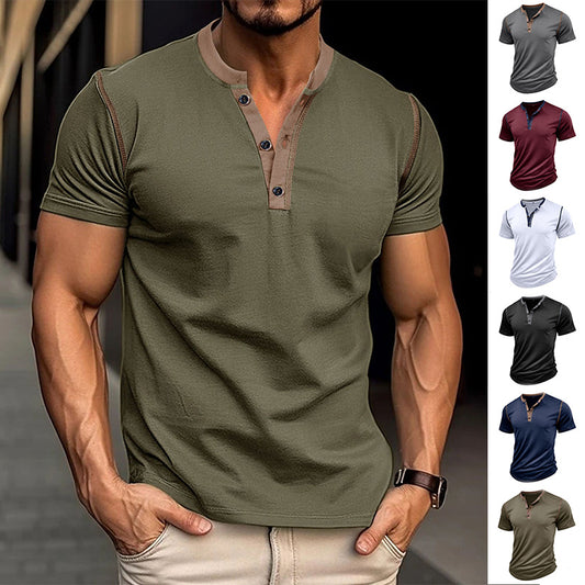 Poloshirt Sommerknopf V-Ausschnitt T-Shirt