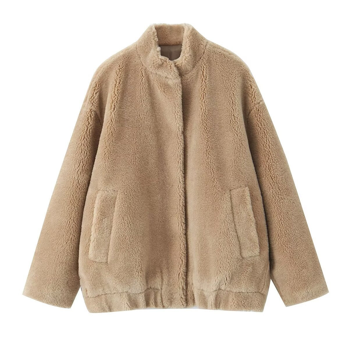 Comfortable casual lazy style women's loose fleece pilot jacket jacket for women