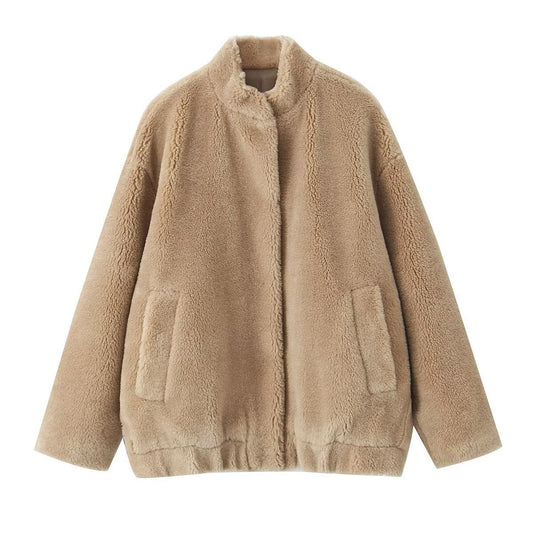 Comfortable casual lazy style women's loose fleece pilot jacket jacket for women