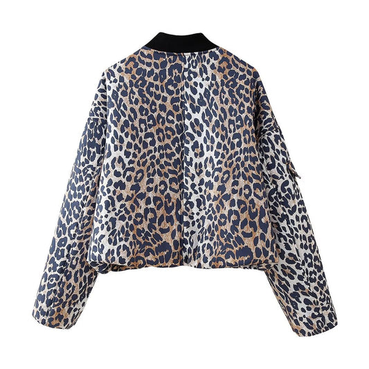 European and American style versatile leopard print jacket