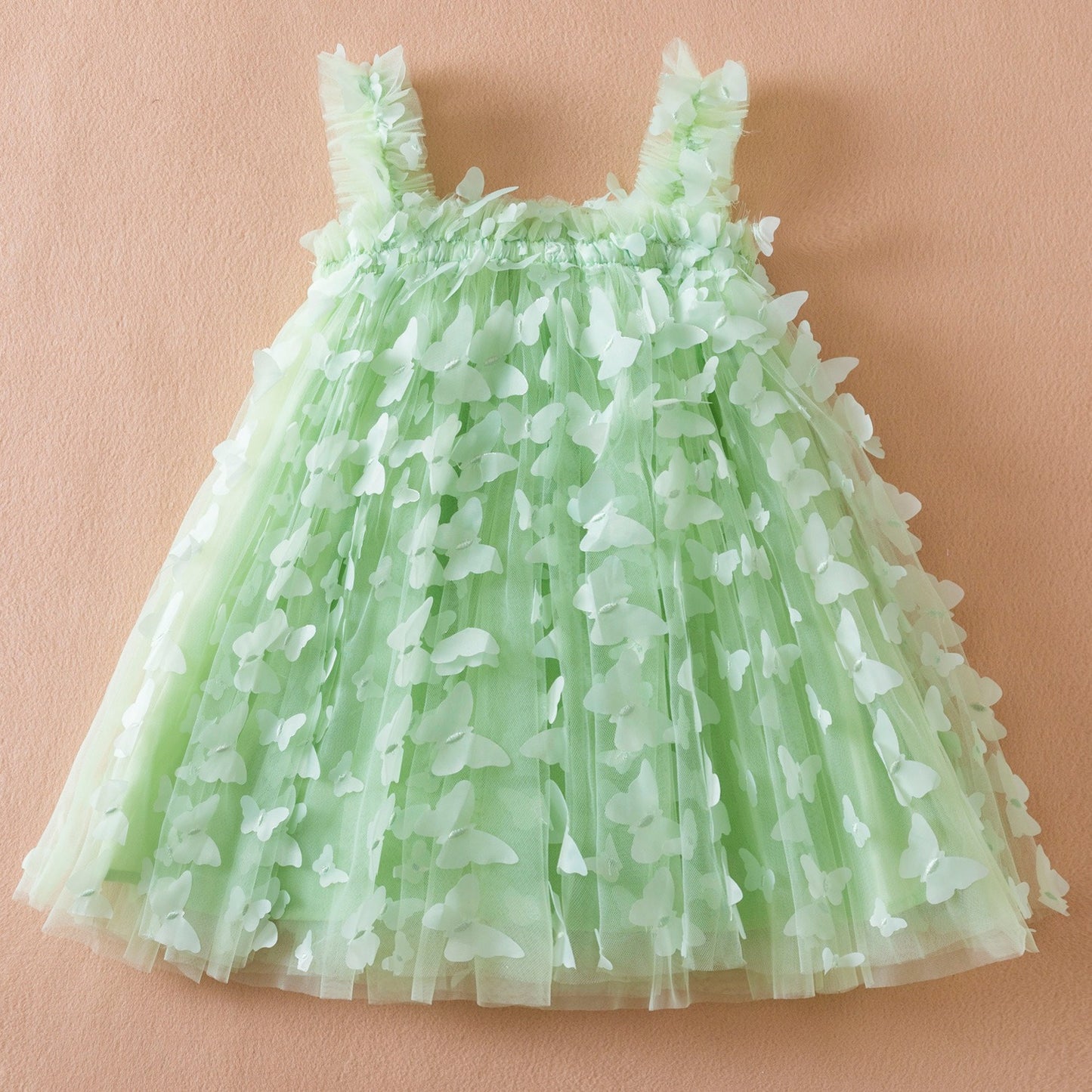 Embroidered butterfly suspender dress