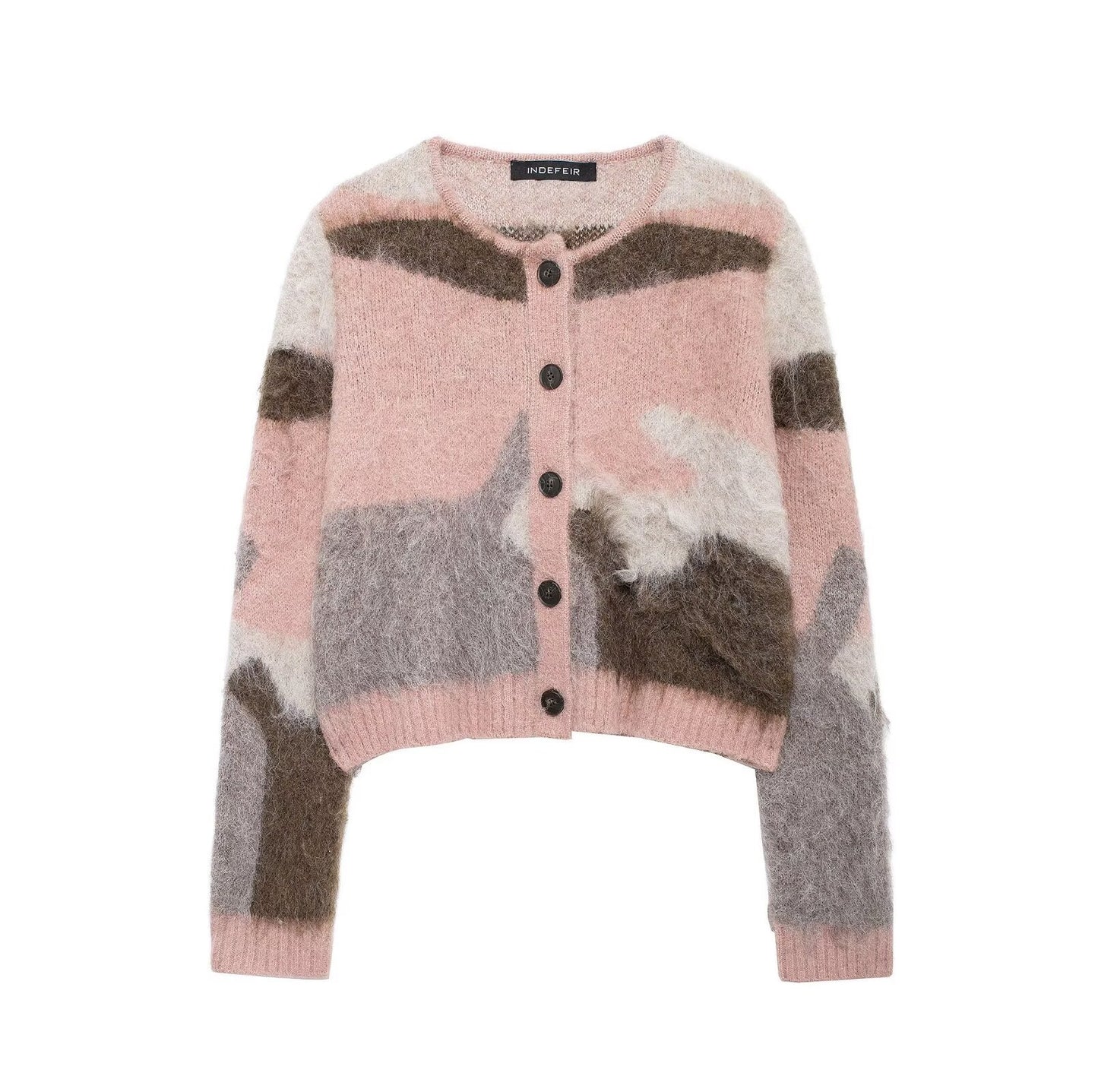 Two piece set of contrasting knitted jacket and suspender