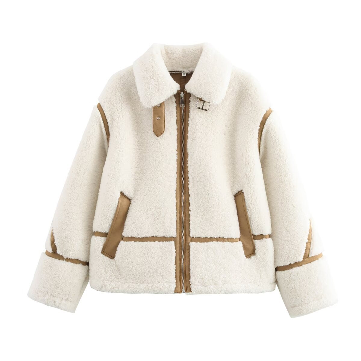 Winter lapel fleece long sleeved fur integrated jacket jacket