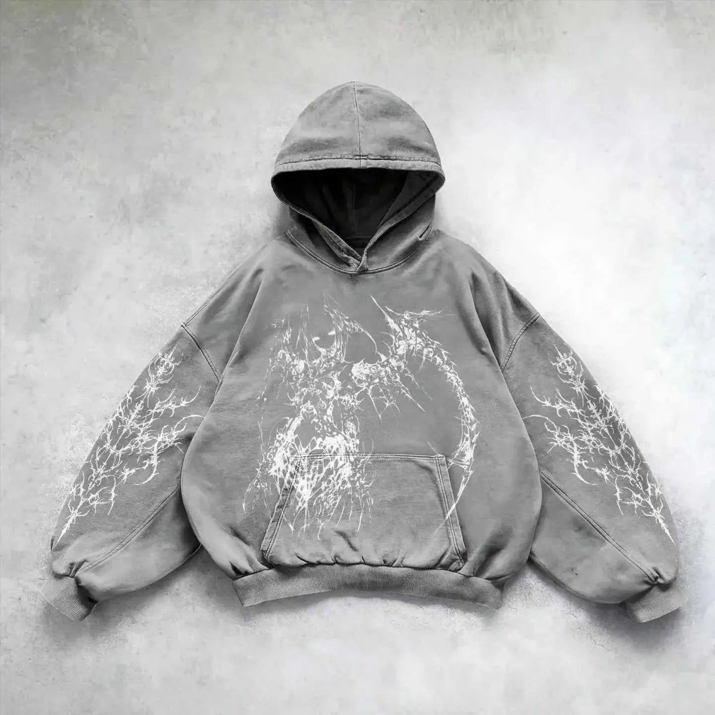 Vintage Skull Pattern Printed Pullover Hoodie
