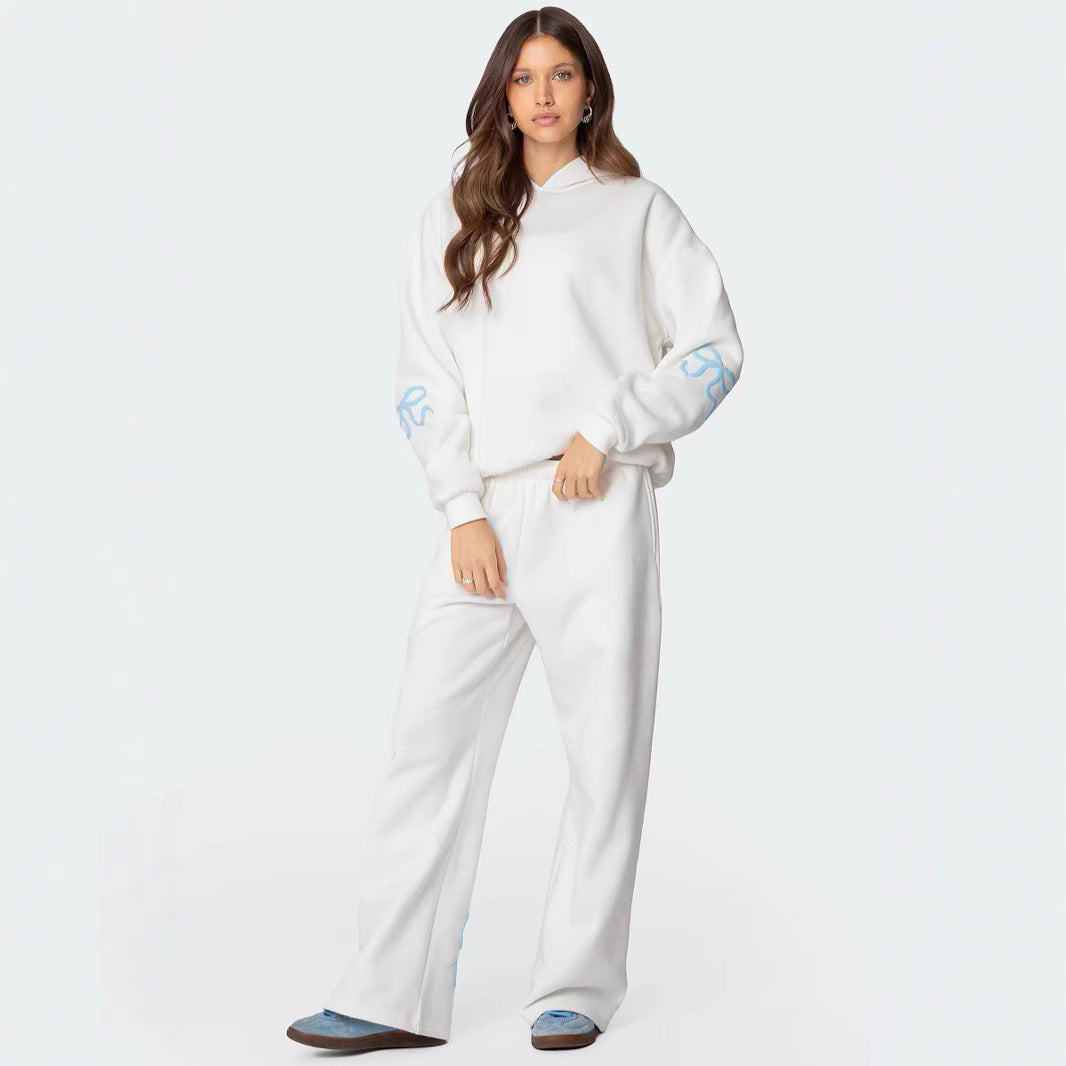 Cute Hooded Bow Design on Pants Sets