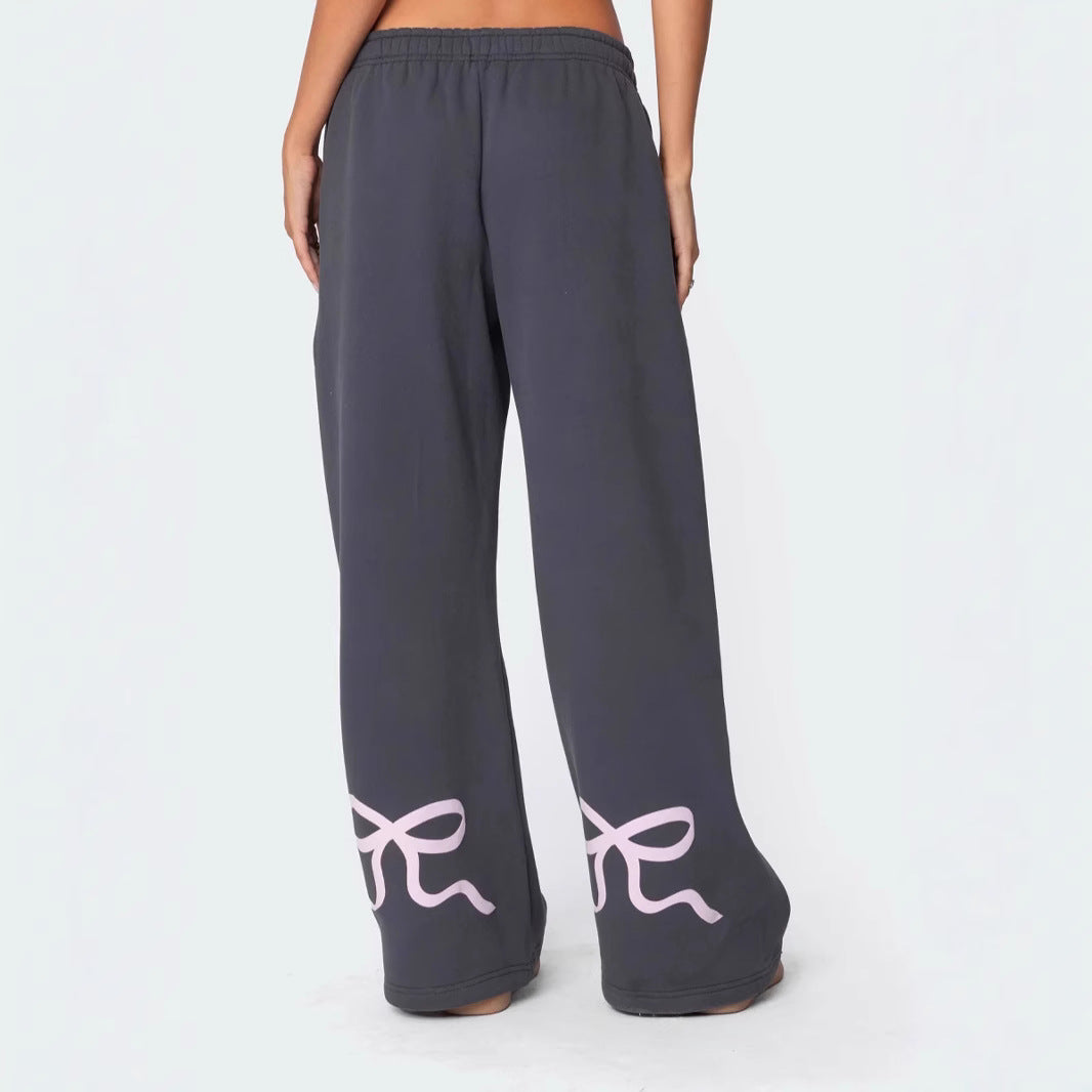 Cute Hooded Bow Design on Pants Sets