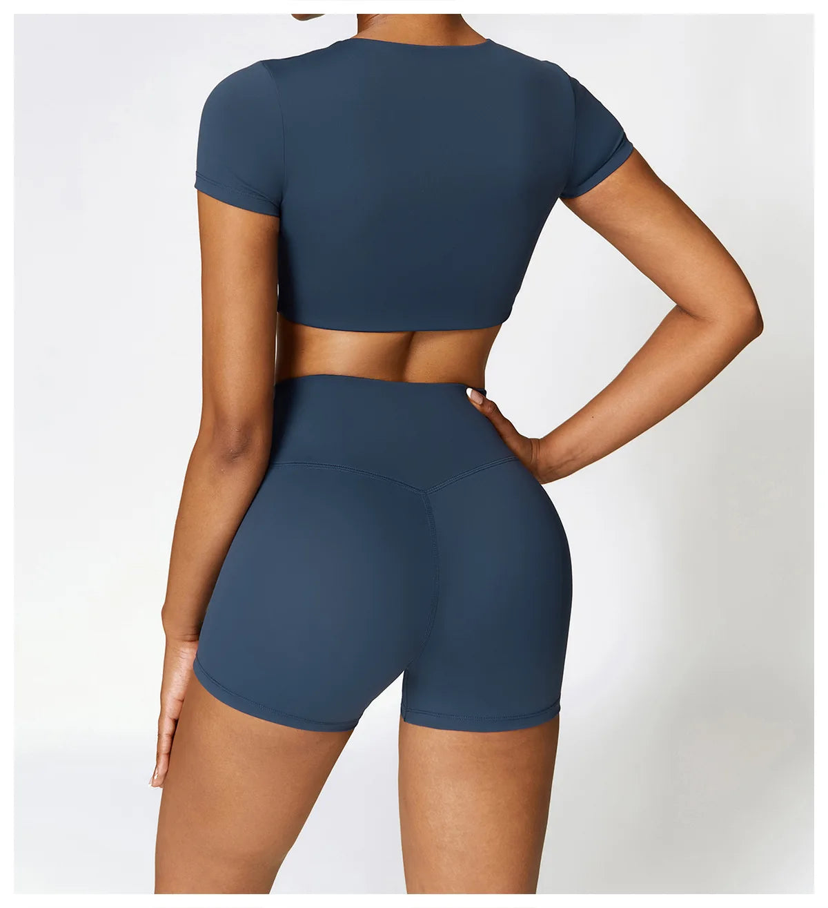2-teiliges nahtloses Sport-Yoga-Set (Grün und Blau)