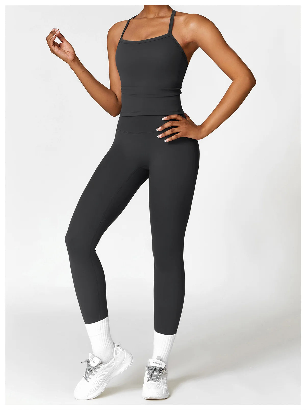 2PCS Seamless Yoga Set (Sky Blue, Black and Frost Grey)