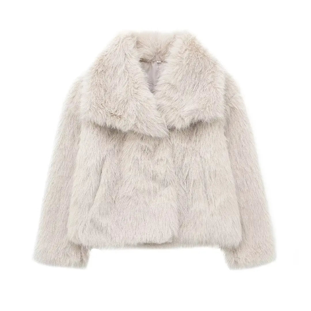 Chic Faux Fur Jacket Coat Long Sleeve
