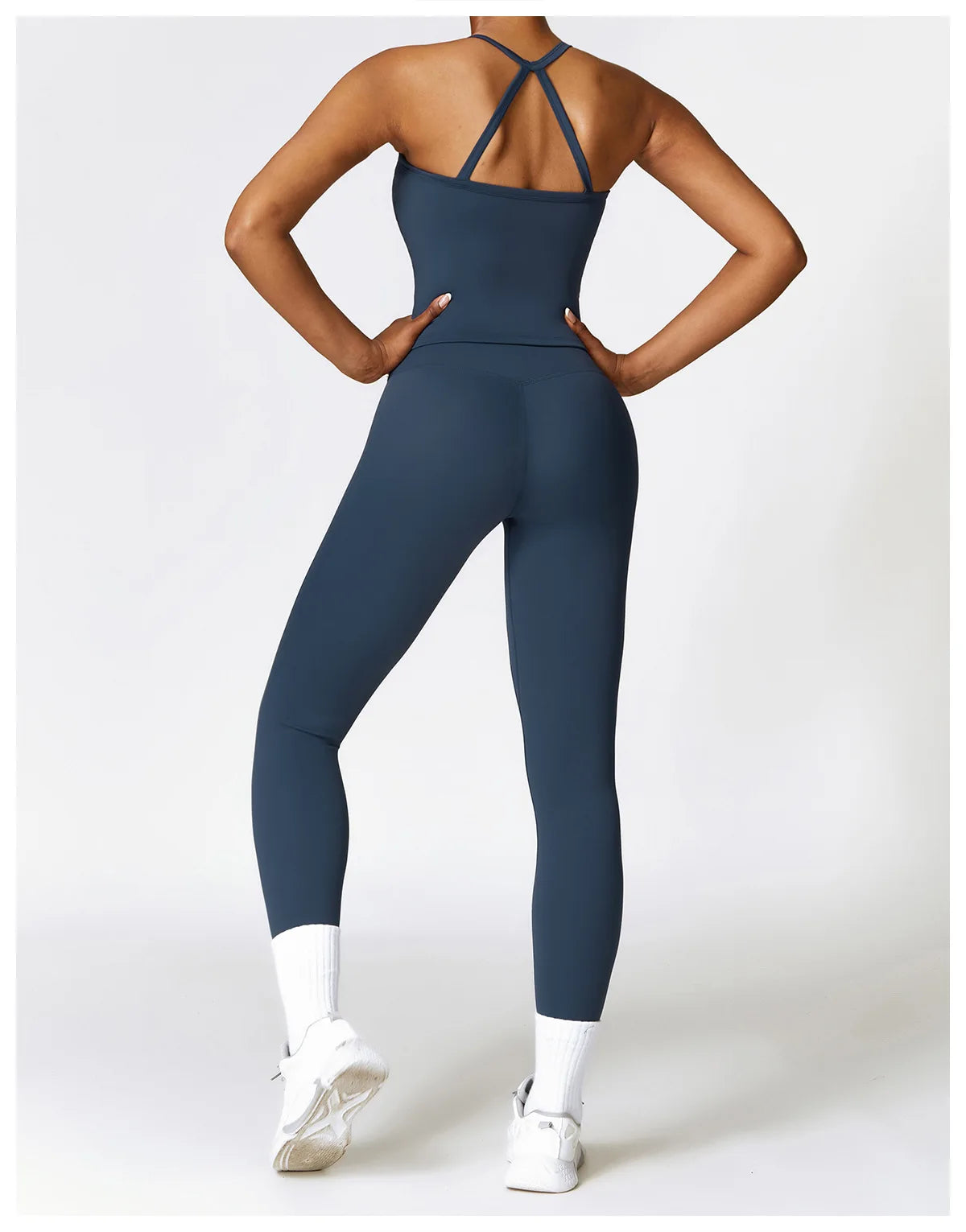 2-teiliges nahtloses Sport-Yoga-Set (Grün und Blau)