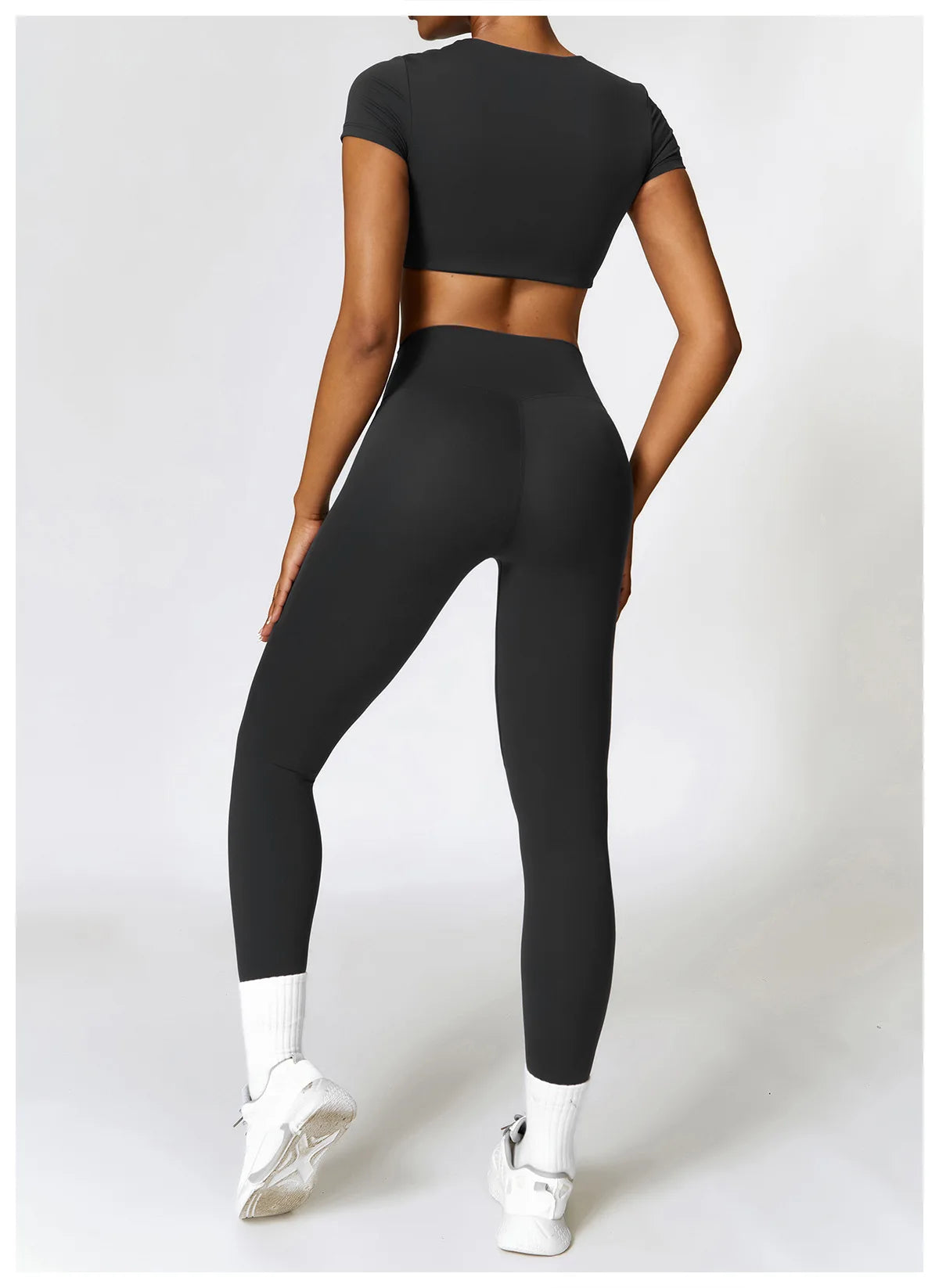 2PCS Seamless Yoga Set (Sky Blue, Black and Frost Grey)