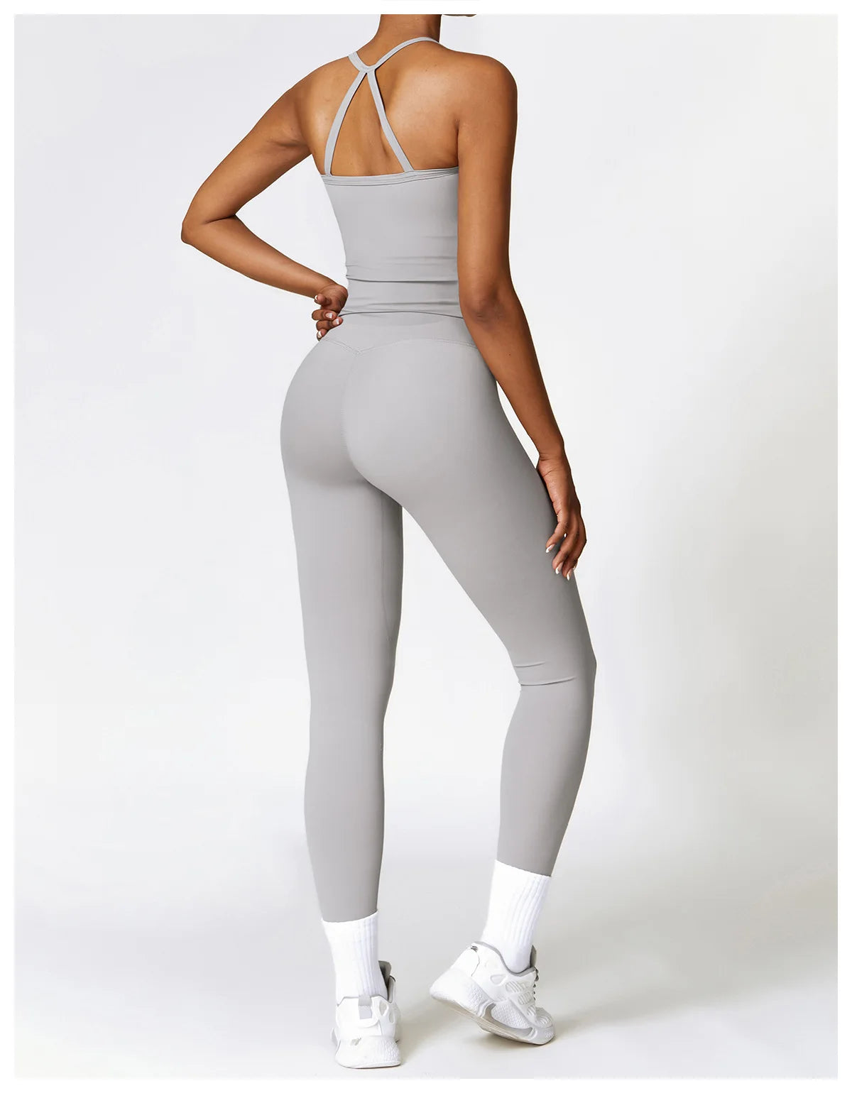 2PCS Seamless Yoga Set (Sky Blue, Black and Frost Grey)