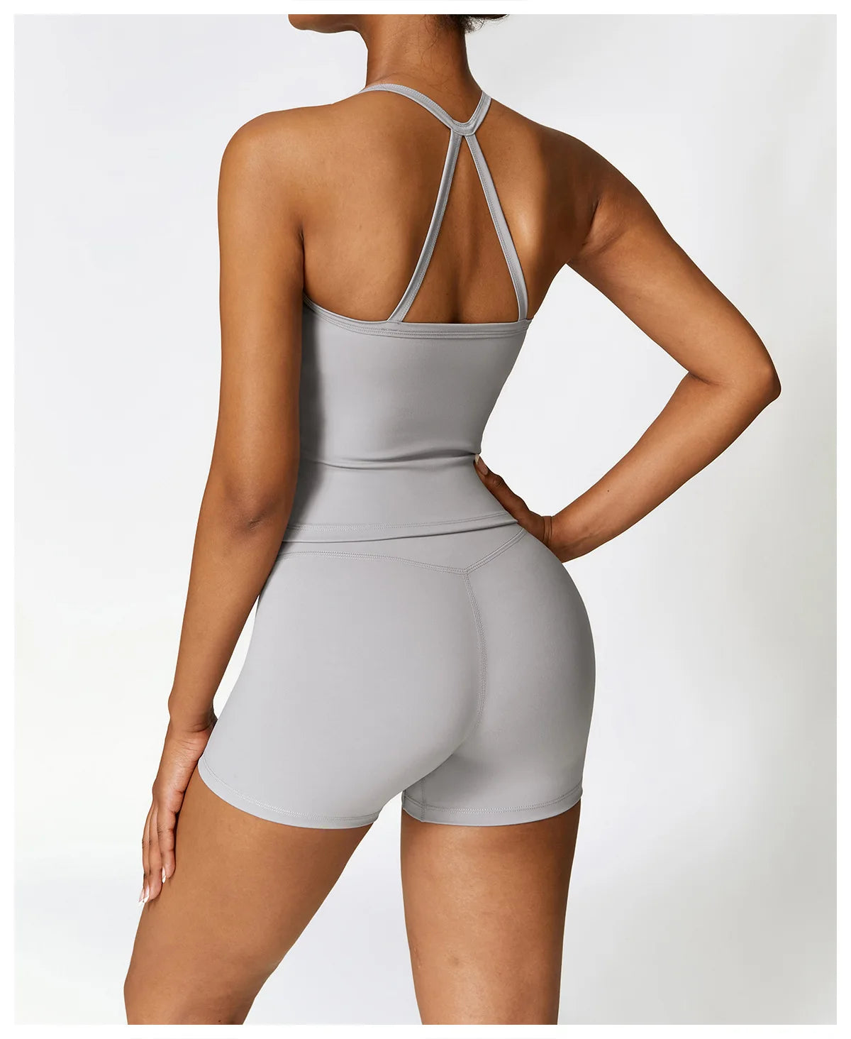 2PCS Seamless Yoga Set (Sky Blue, Black and Frost Grey)