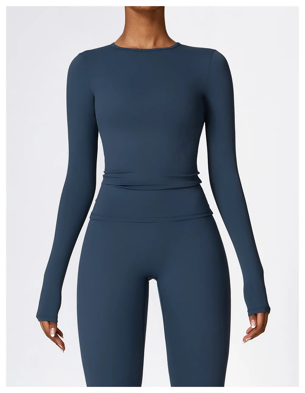 2-teiliges nahtloses Sport-Yoga-Set (Grün und Blau)
