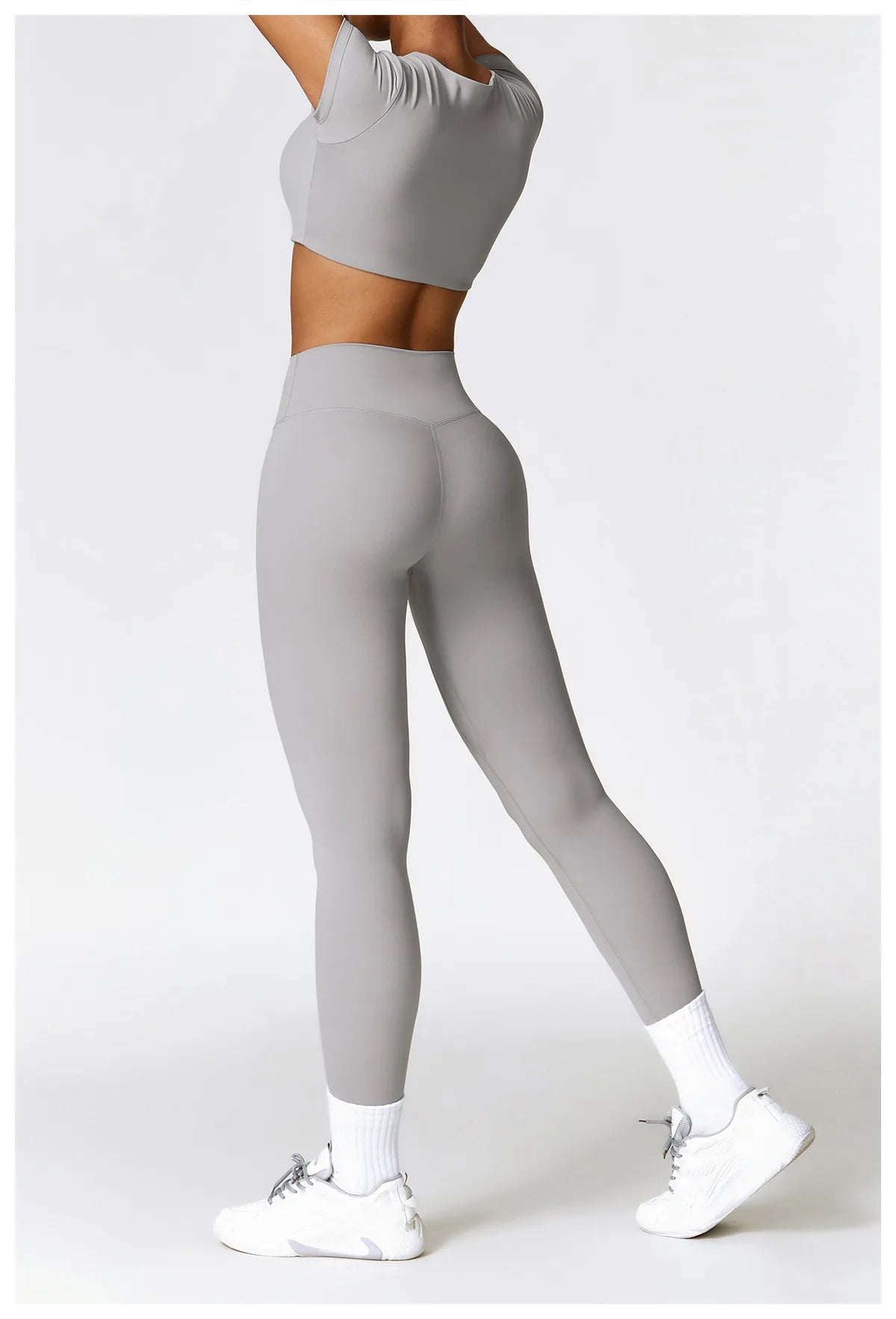 2PCS Seamless Yoga Set (Sky Blue, Black and Frost Grey)