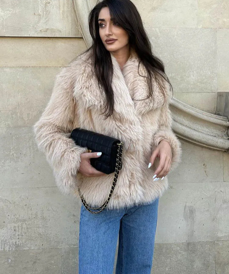Chic Faux Fur Jacket Coat Long Sleeve