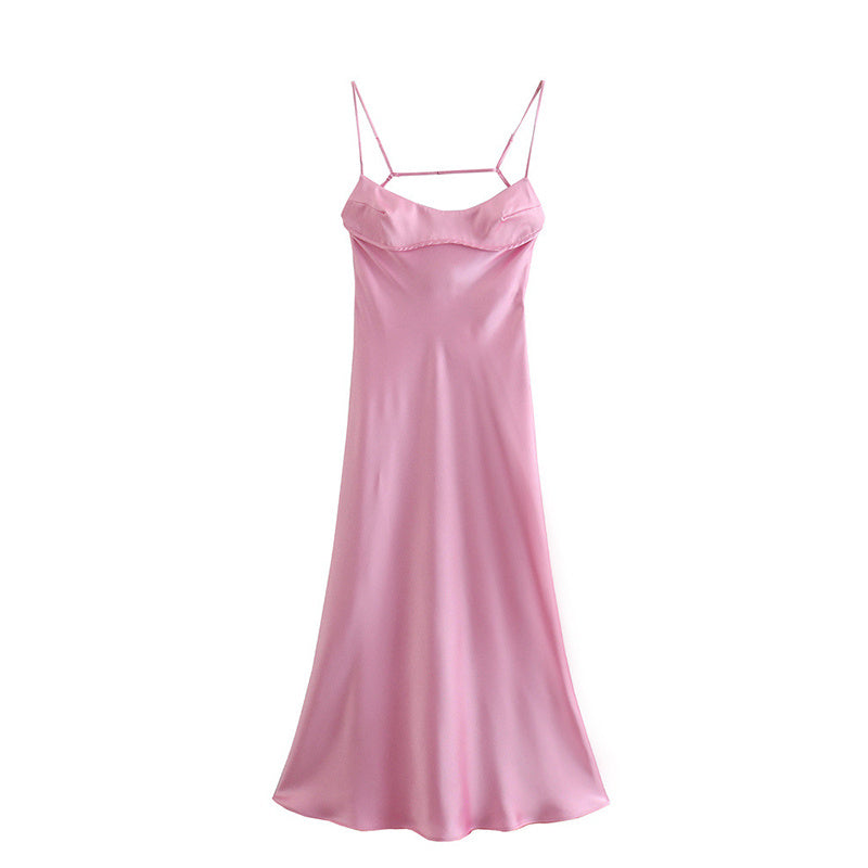 Elegant Satin Long Backless Dress