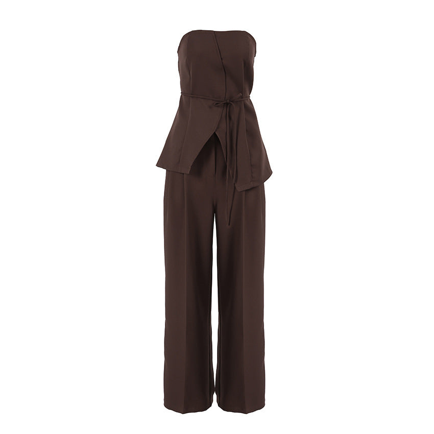 Business Casual Bandeau Top Two-piece Set