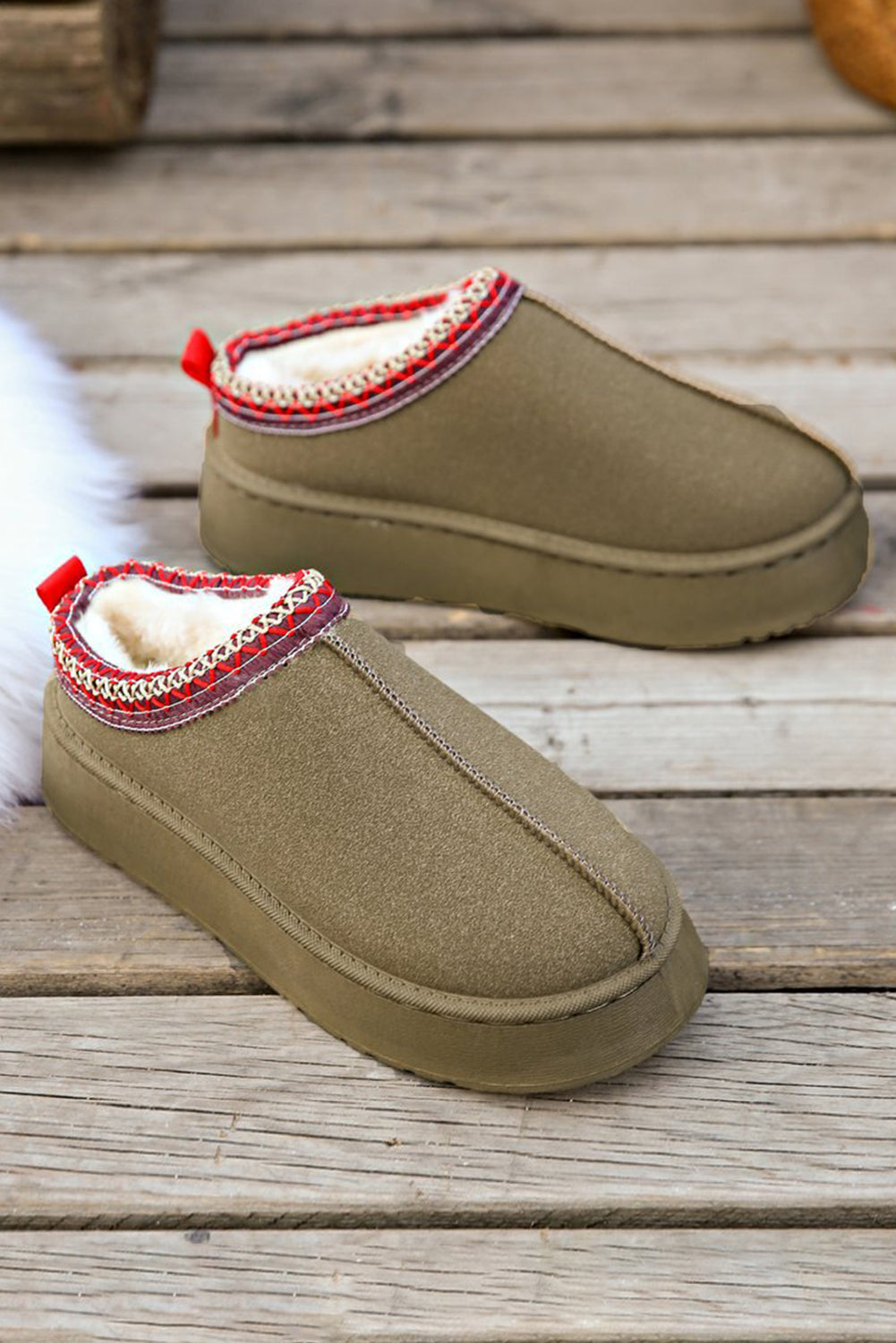 Sage Green Contrast Snow Boots
