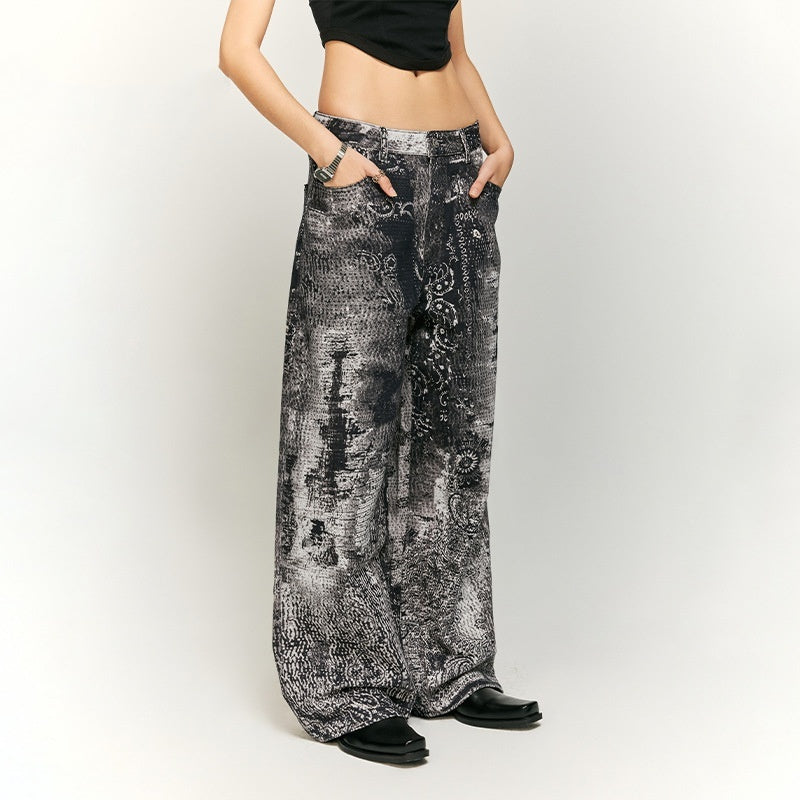 Vintage Paisley Digital Printing Jeans