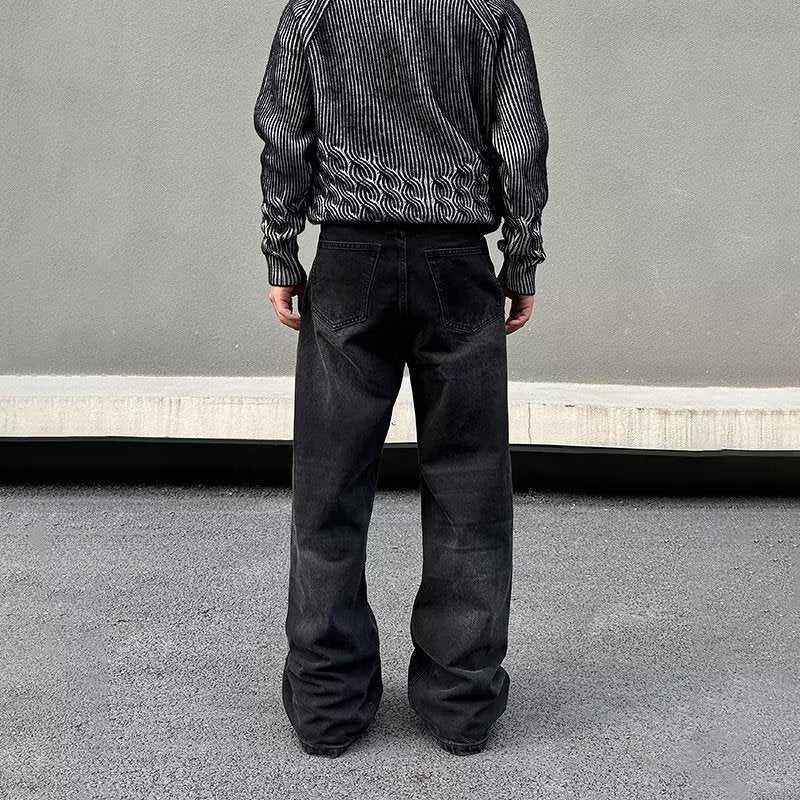 High Street Twill Fabric Retro Patchwork Jeans