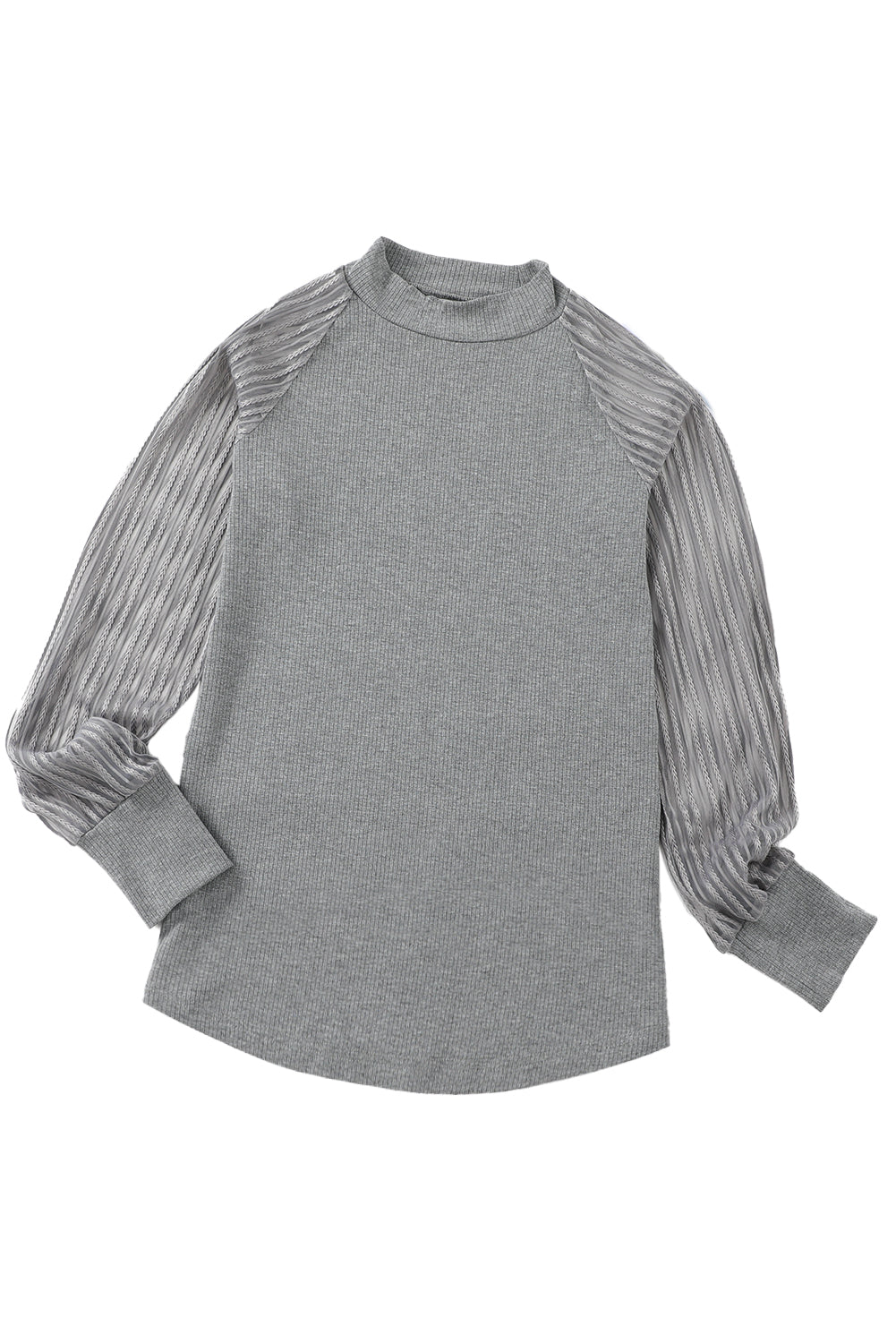 Black Basic Mesh Long Sleeve Top